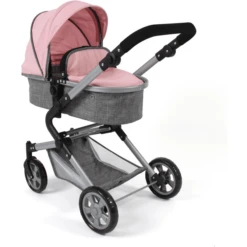 BAYER CHIC 2000 Combi Poppenwagen Lia Melange Grijs-roze -Kinderspeelgoed Winkel bayer chic 2000 combi poppenwagen lia melange grijs roze a281692 2