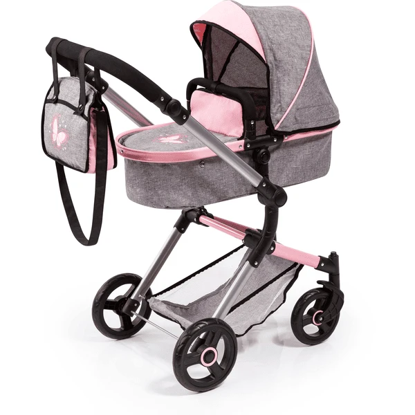 Bayer Design Neo Vario Combinatie Poppenwagen Grijs/roze, Met Vlinder 3 Bayer Design Neo Vario Combinatie Poppenwagen Grijs/roze, Met Vlinder