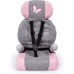 Bayer Design Poppenautostoeltje Deluxe Grijs/roze, Met Vlinder -Kinderspeelgoed Winkel bayer design poppenautostoeltje deluxe grijs roze met vlinder a313528 2