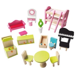 Bino Poppenhuis Met Balkon, 15-delig -Kinderspeelgoed Winkel bino poppenhuis met balkon 15 delig a350235 3