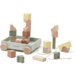 Kids Concept ® Trolley Met Houten Blokken Edvin -Kinderspeelgoed Winkel kids concept trolley met houten blokken edvin a410892 1