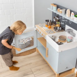 MUSTERKIND Speelkeuken Linum, Grijsblauw/natuurlijk -Kinderspeelgoed Winkel musterkind speelkeuken linum grijsblauw natuurlijk a282303 4