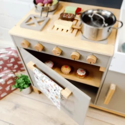 MUSTERKIND ® Speelkeuken Linum Warm Grijs/natuur -Kinderspeelgoed Winkel musterkind speelkeuken linum warm grijs natuur a295949 2