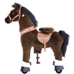 PonyCycle ® Donkerbruin Met Rem En Geluid - Groot -Kinderspeelgoed Winkel ponycycle donkerbruin met rem en geluid groot a313693 1